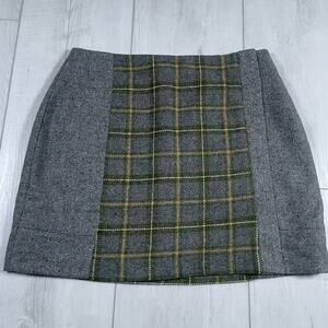 Banana Republic Skirt 10 Plaid Panel A Line Mini Wool Blend Tweed Zip Academia